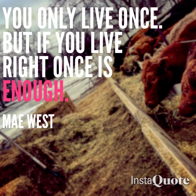 You only live once. But if you live right once is enough.